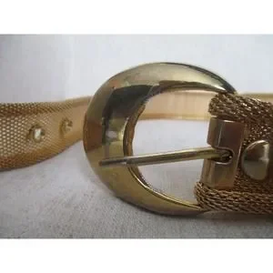 Vintage 1980s Goldtone Mesh Chain Link Belt Chunky Size Small to Medium Vintage 1980s Goldtone Mesh Chain Link Belt Chunky Size  main image 2
